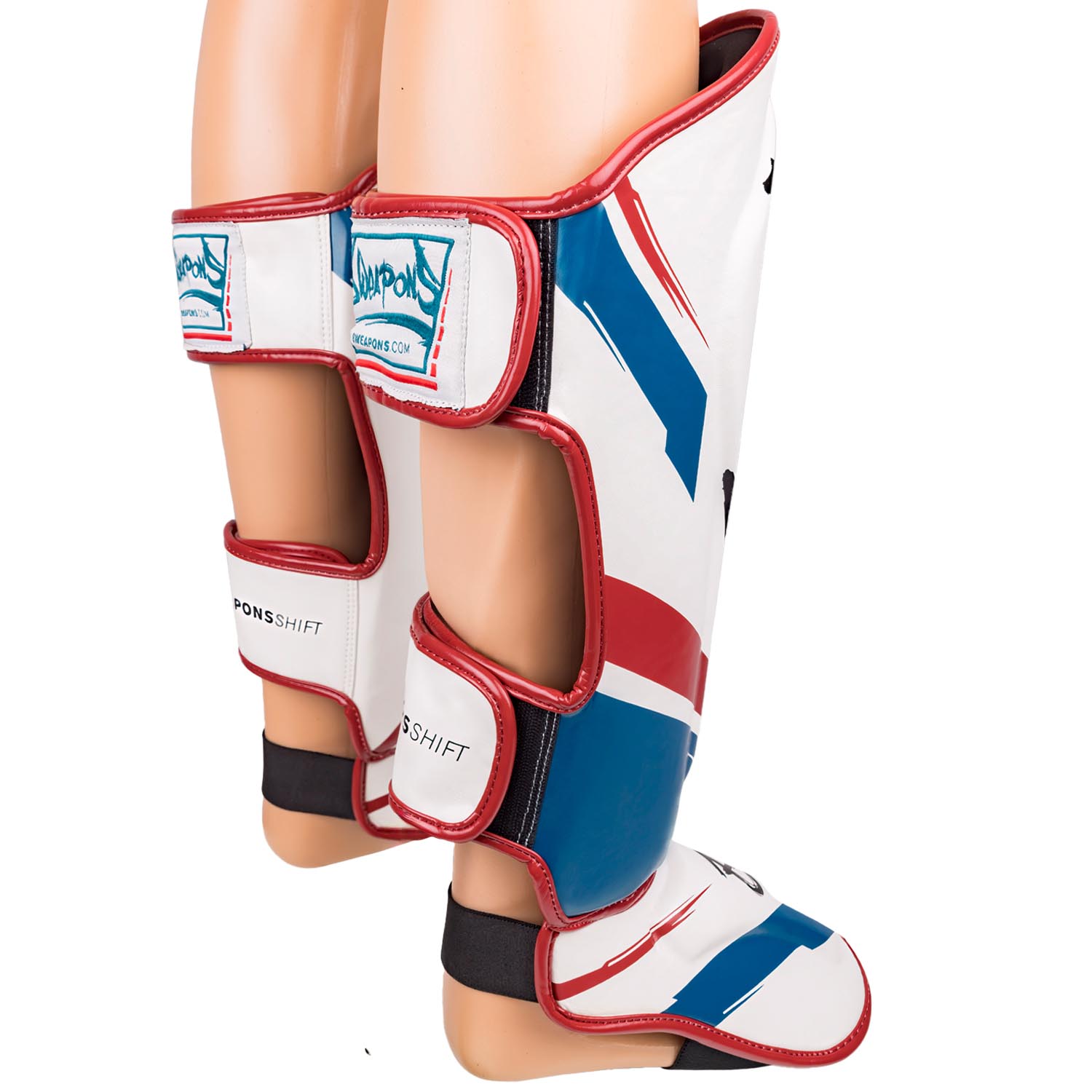 8 WEAPONS Shin Guards, Shift, white-navy-red, XL