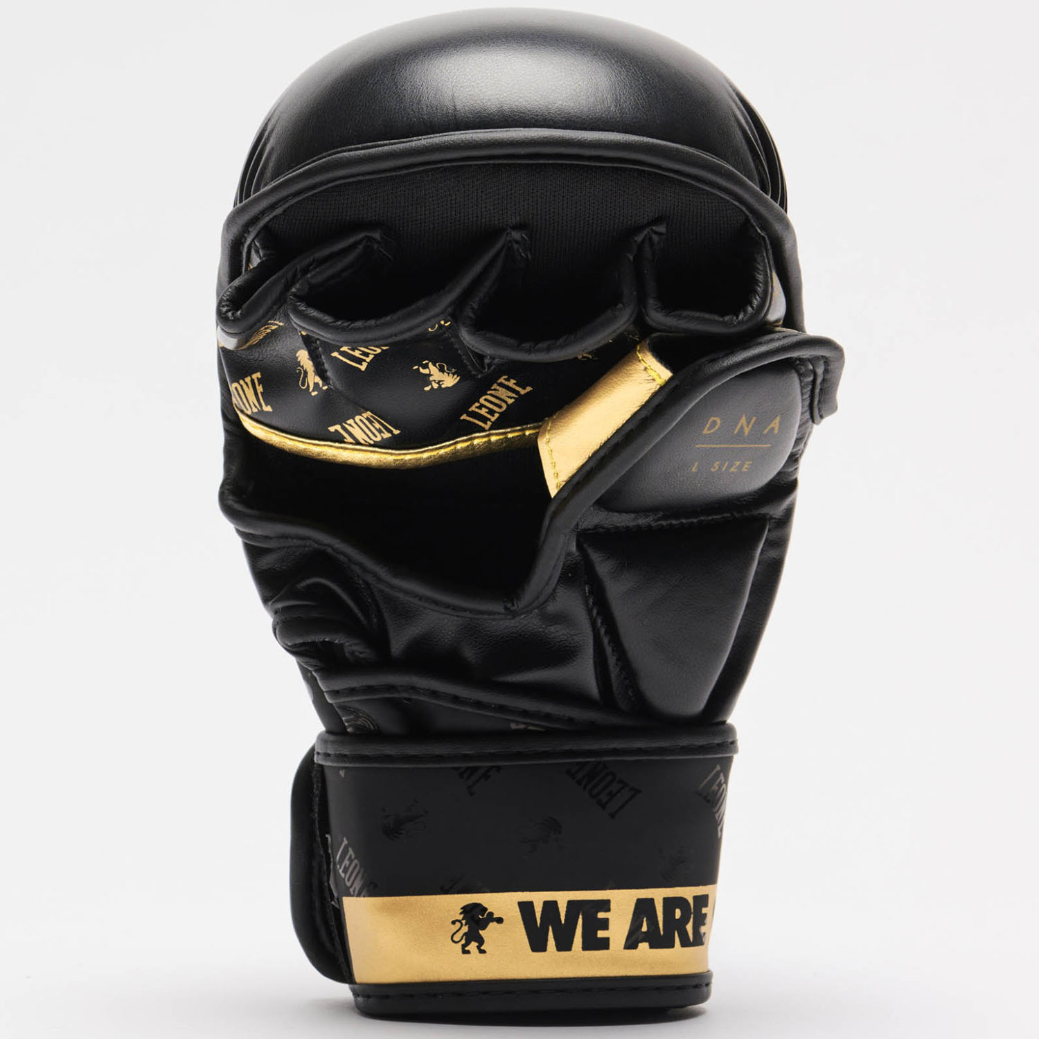 LEONE MMA Sparring Gloves, DNA, GP144, black-gold, L