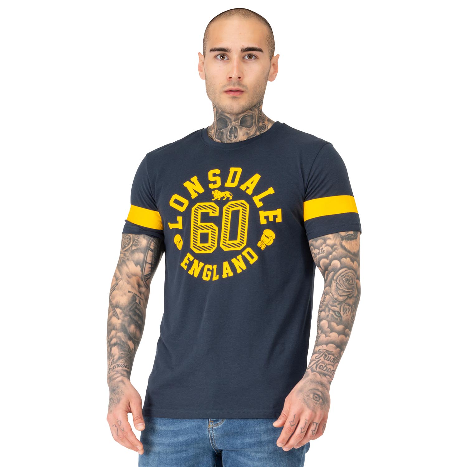 Lonsdale T-Shirt, Askerwell, navy-yellow, S