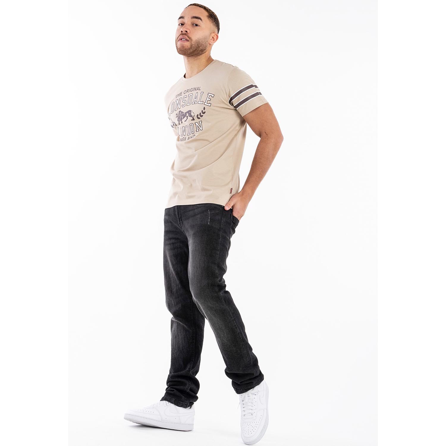 Lonsdale T-Shirt, Brouster, beige, M