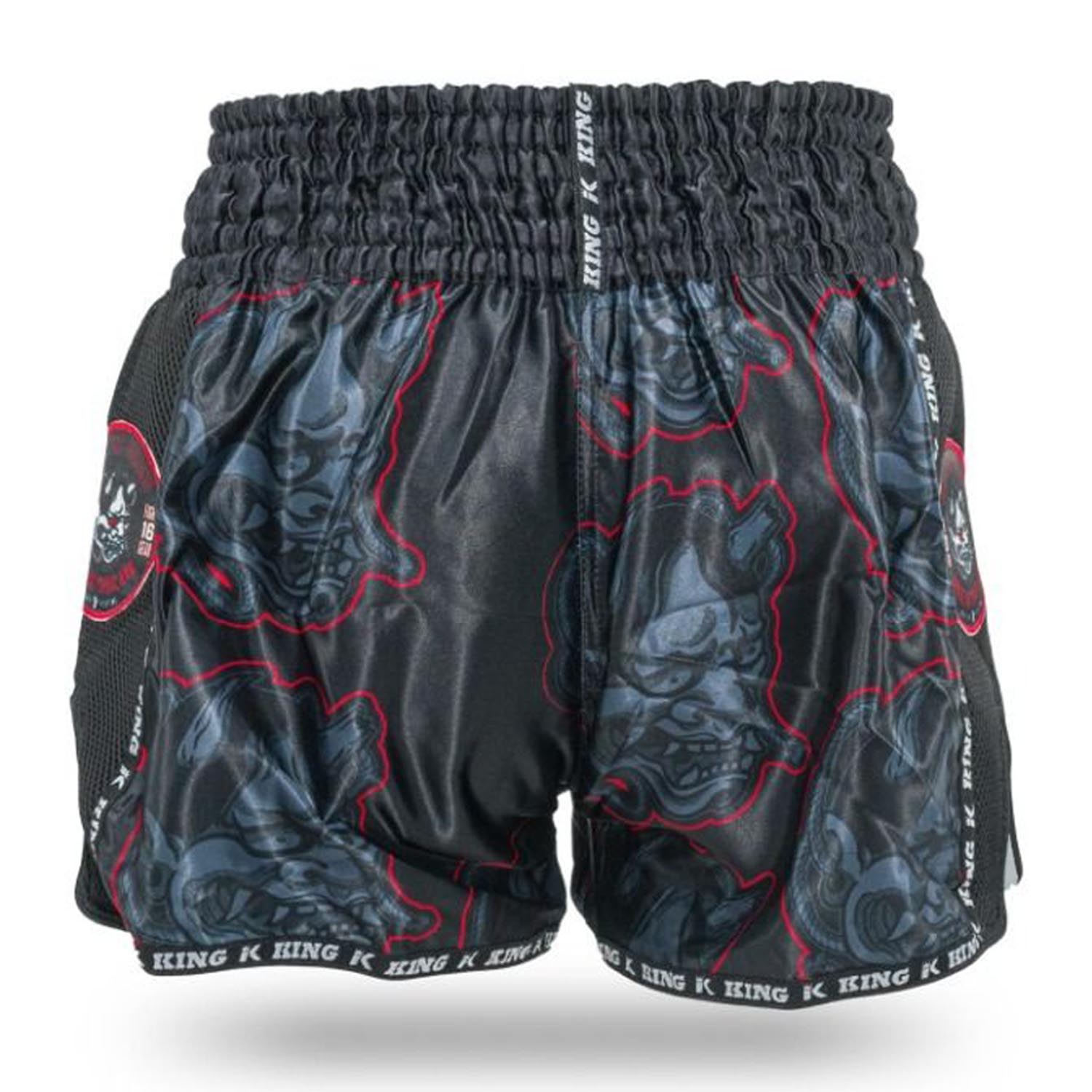 KING PRO BOXING Muay Thai Shorts, Demon 1, schwarz-grau-rot, XXL