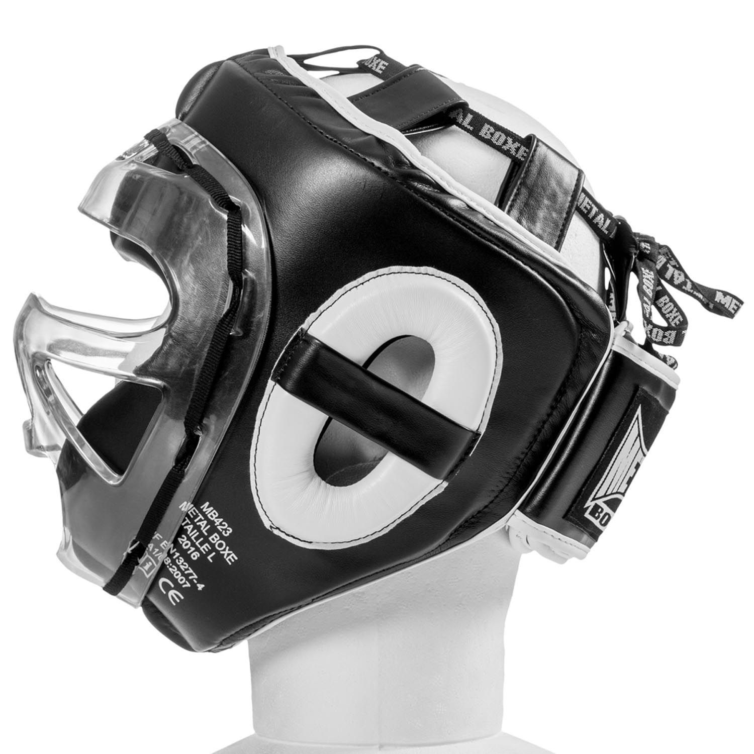 Metal Boxe Head Guard, Face, black-white, XL
