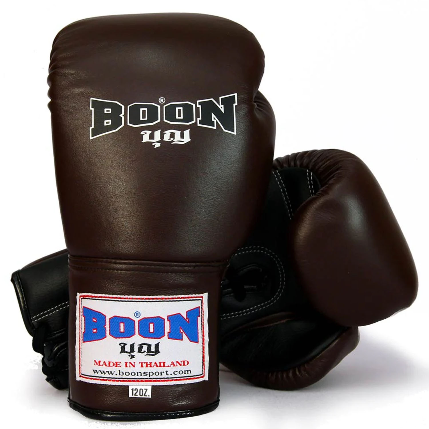 BOON Boxing Gloves, BGLBR, Lace Up, brown-black