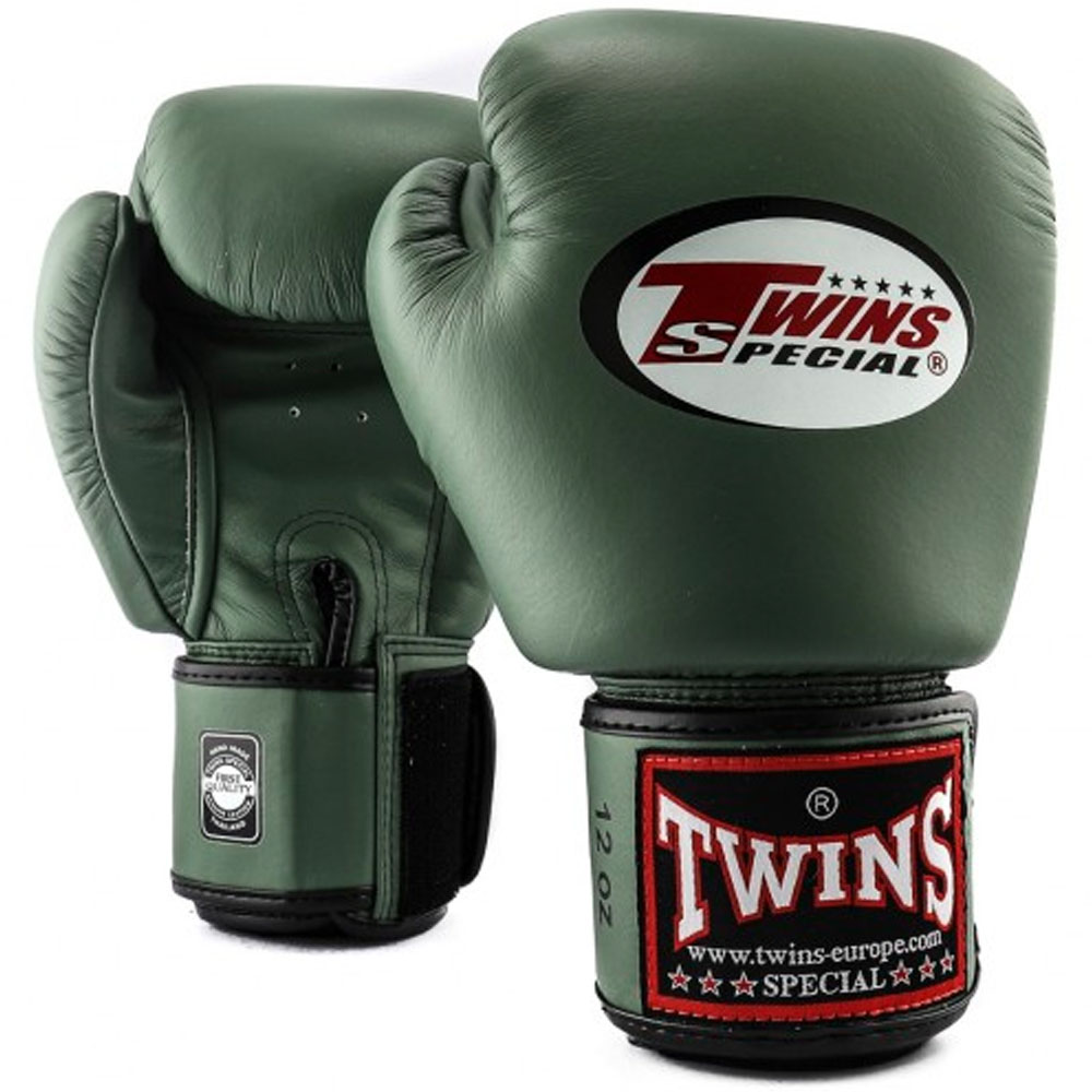 TWINS Special Boxing Gloves, Leather BGVL-3, military, 14 Oz