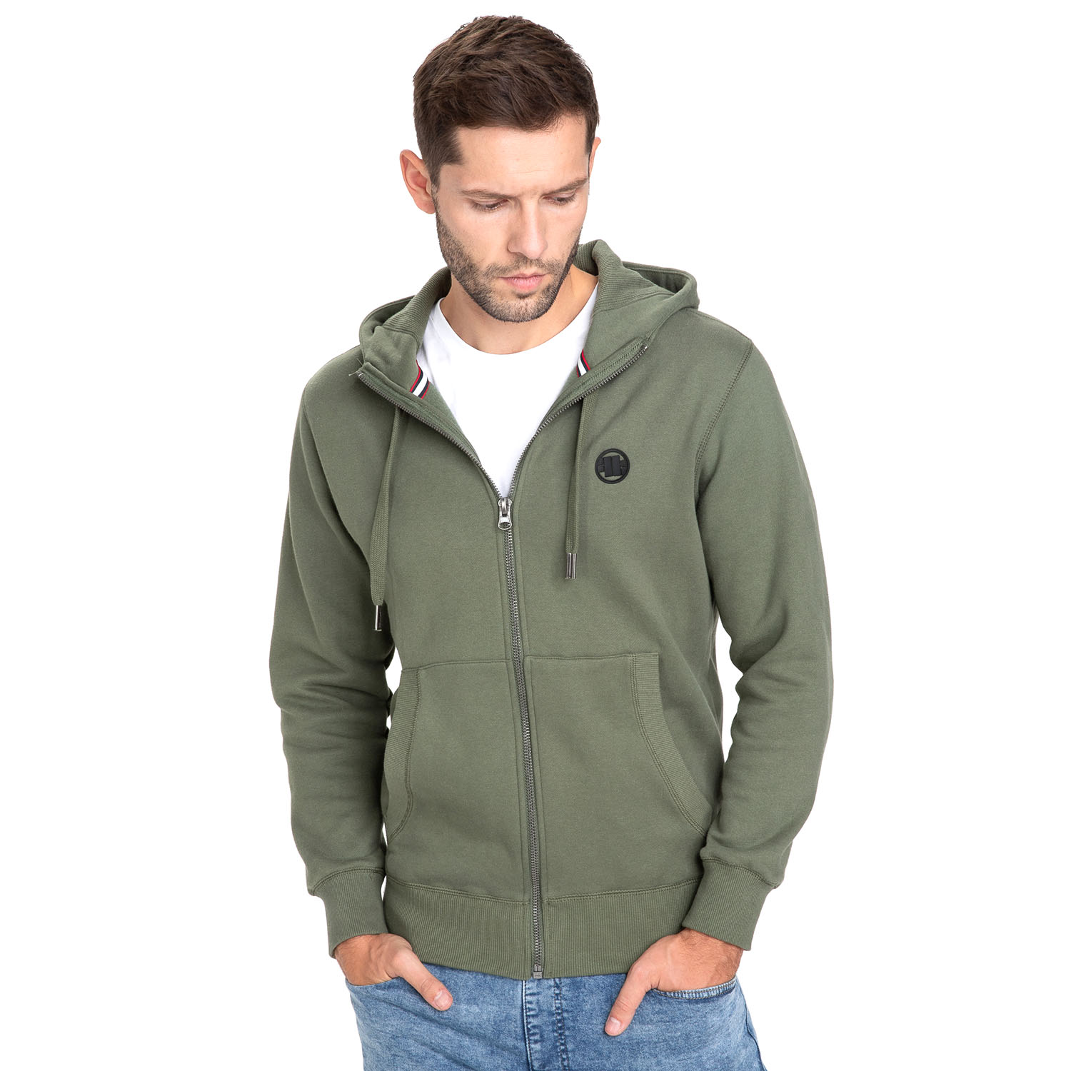 Pit Bull West Coast Zip Hoody, Small Logo, olive, XL