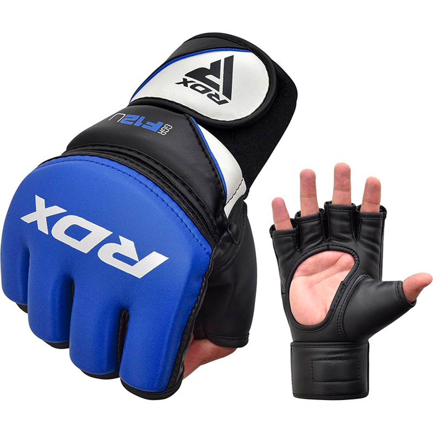 RDX MMA Boxing Gloves, New Model F12, black-blue, S