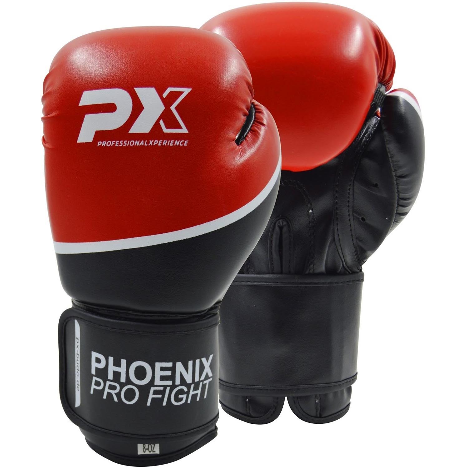 PX Boxing Gloves, Pro Fight, black-red