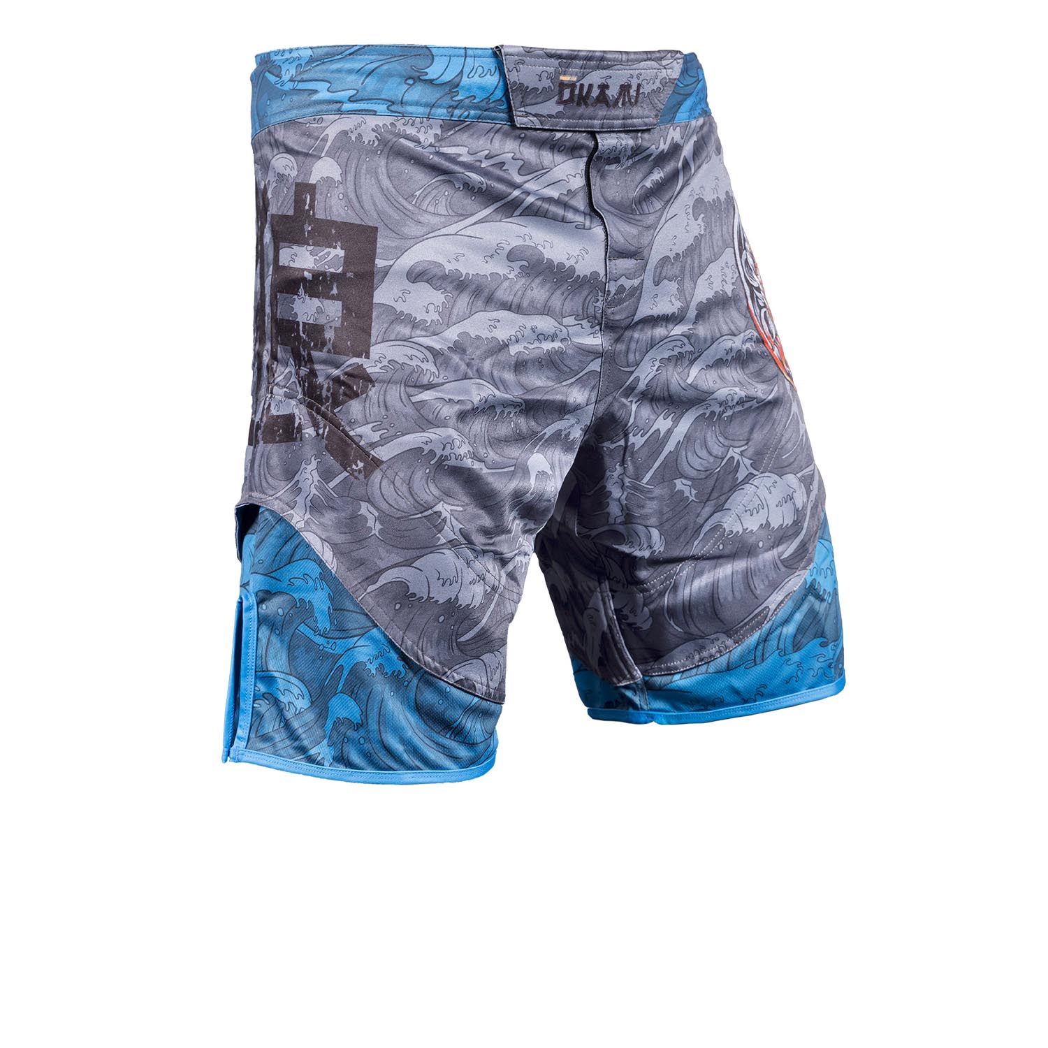 OKAMI MMA Fight Shorts, Kois, grey-blue, L
