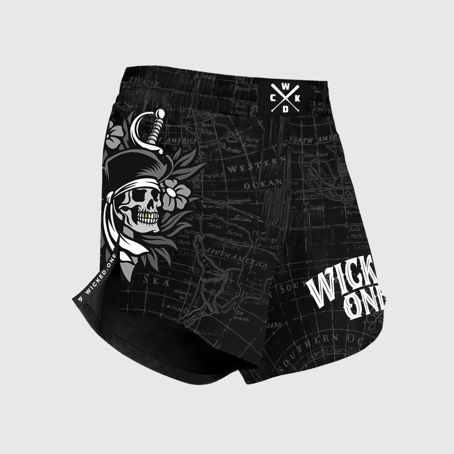 Wicked One MMA Fight Shorts, Element Hacker, black-white, XXL