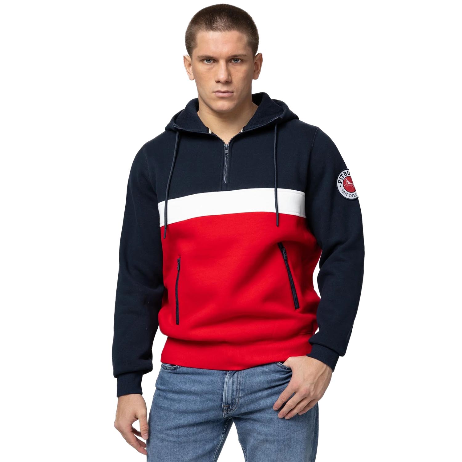 Pit Bull West Coast Hoody, Gibson, navy-red, L