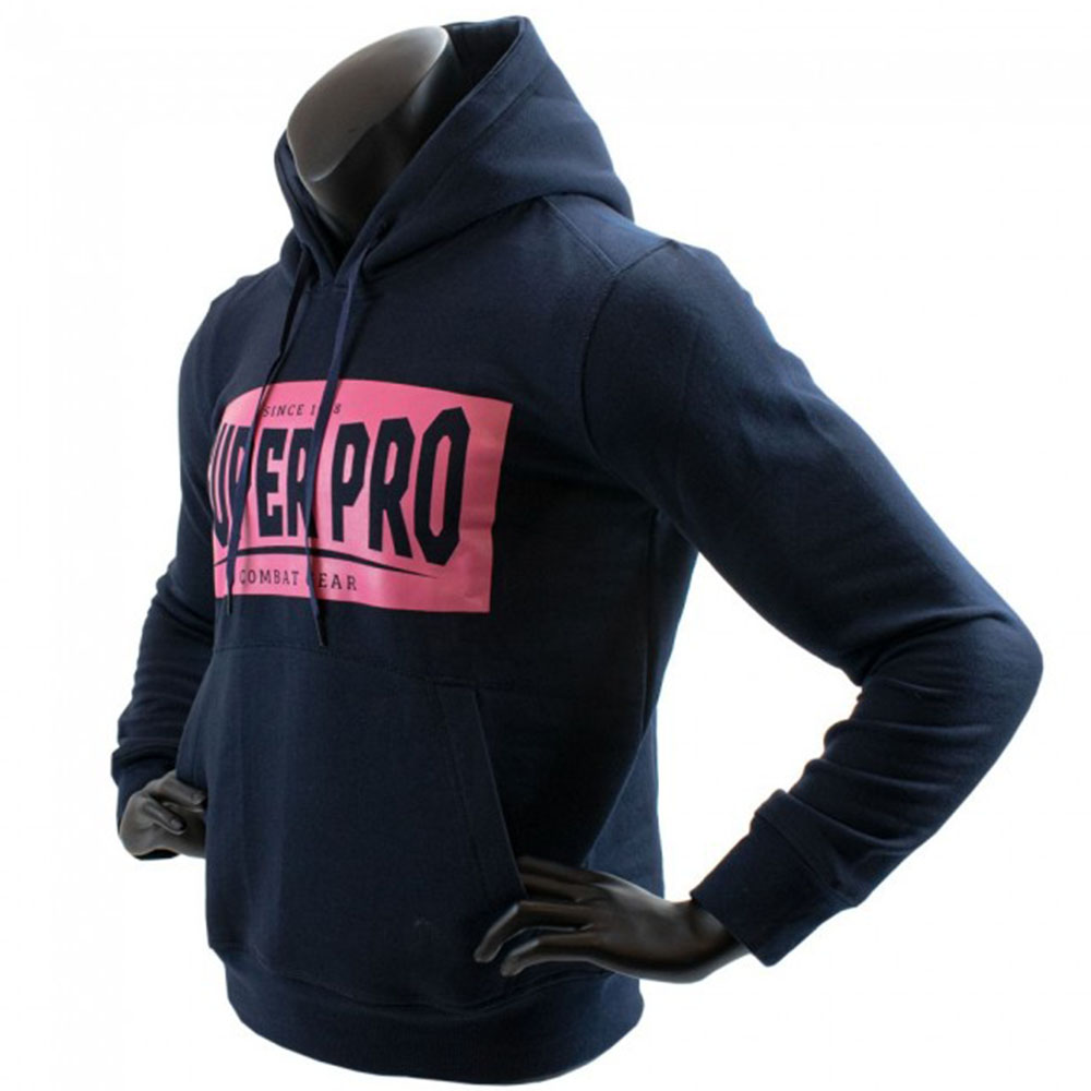 Super Pro Hoody, Block Logo, navy-pink, S