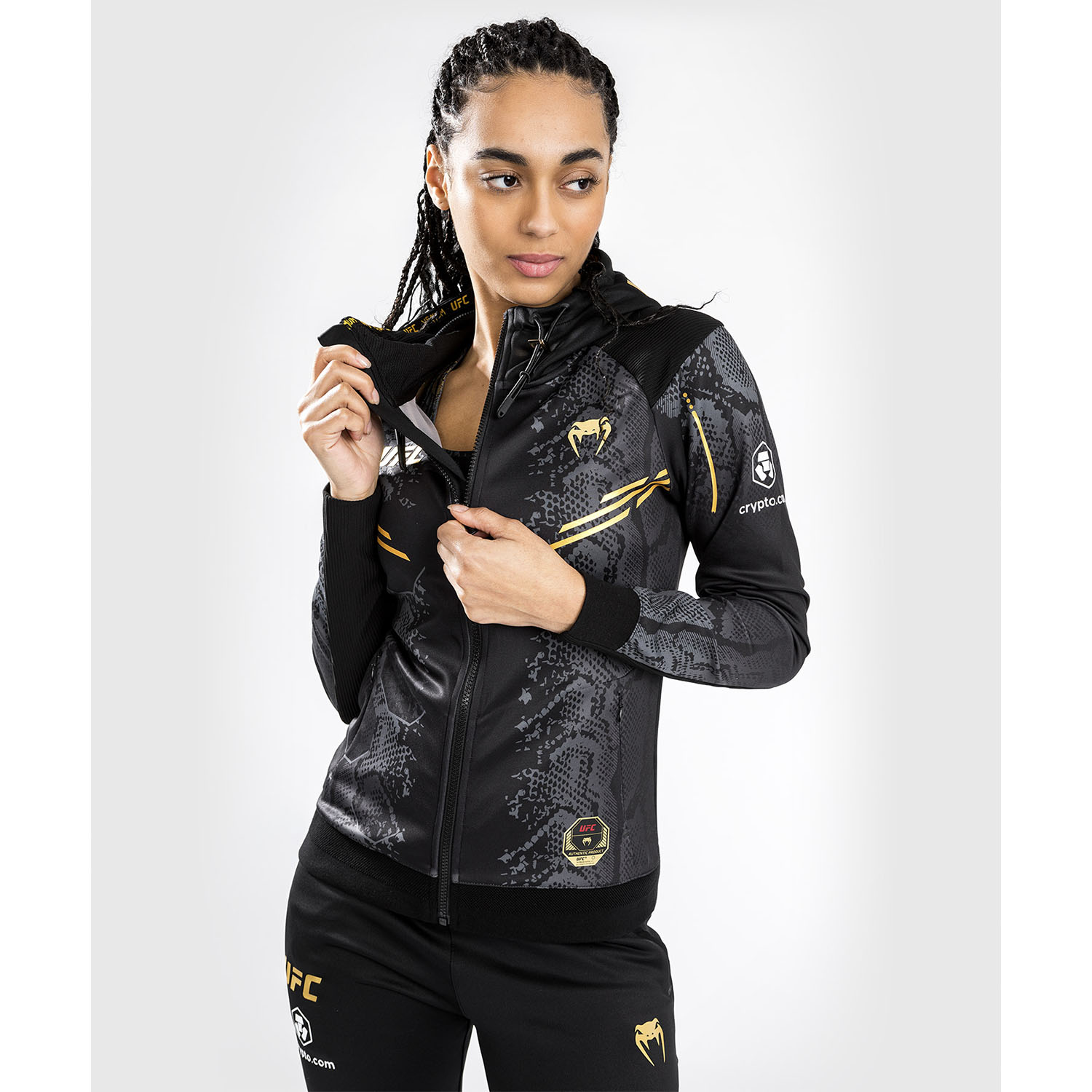 VENUM Zip Hoody, Women, UFC Fight Night, Adrenaline, black-gold, L