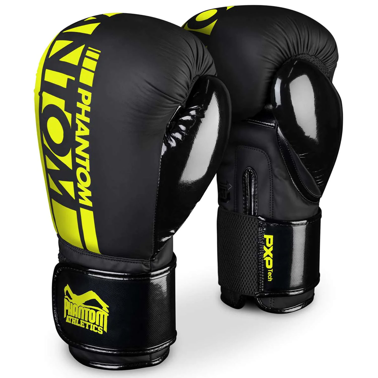 Phantom Athletics Boxing Gloves, Apex, black-neonyellow, 12 Oz