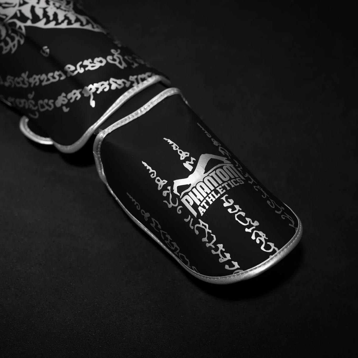 Phantom Athletics Shin Guard, Muay Thai, black-silver, L/XL