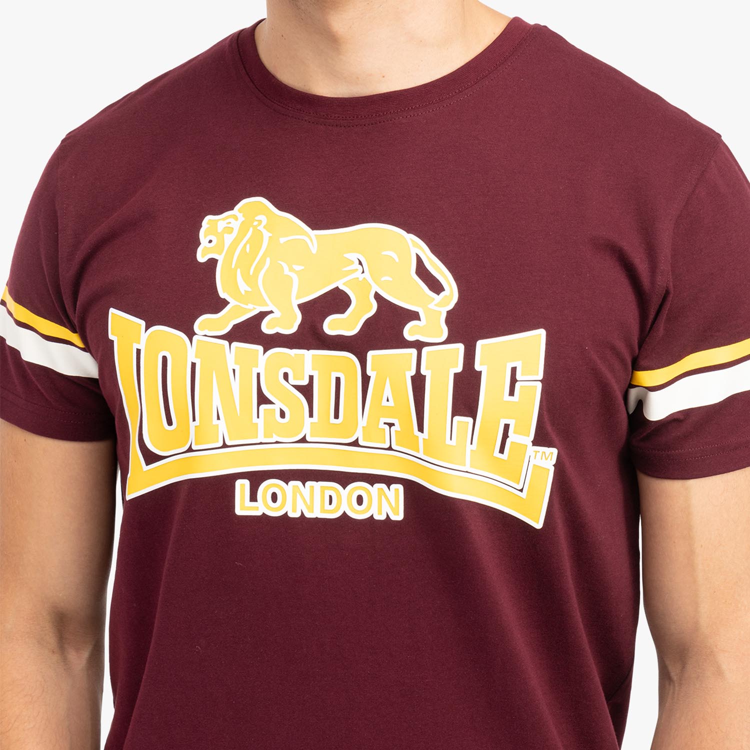 Lonsdale T-Shirt, Methley, winered-yellow-white, L