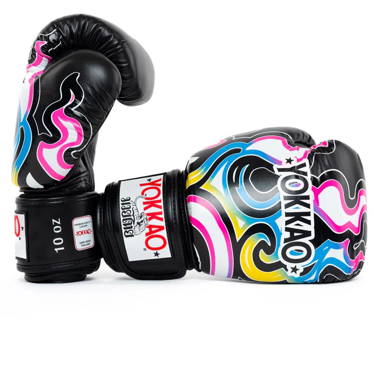 YOKKAO Boxing Gloves, Flames, black, 16 Oz