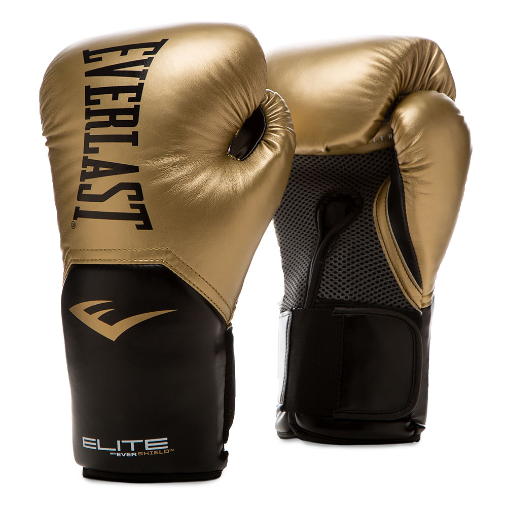 Everlast Boxing Gloves, Pro Style Elite, gold-black, 12 Oz