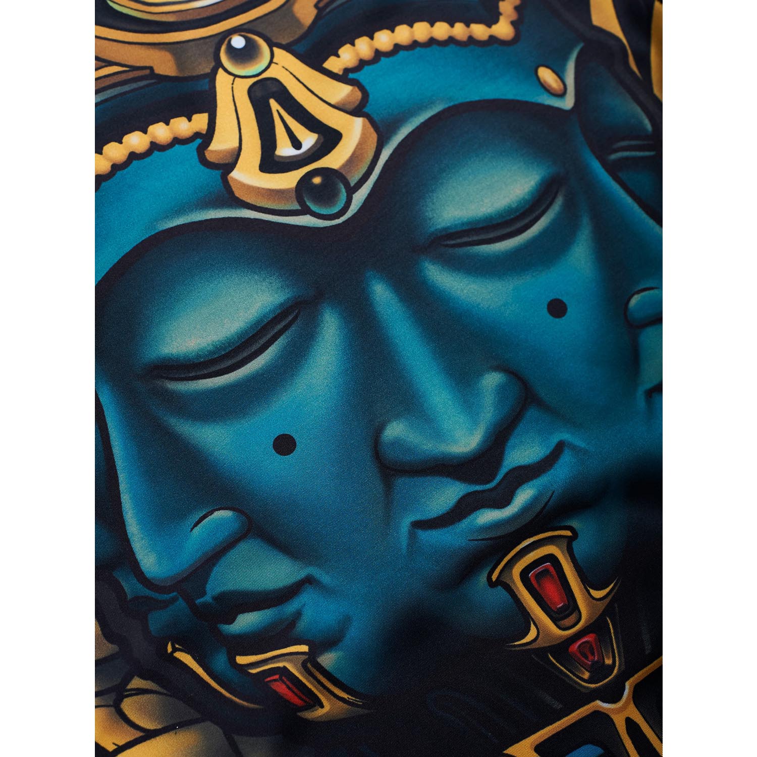 MANTO Rashguard, S/S, Big Buddha, black-blue-gold, XL