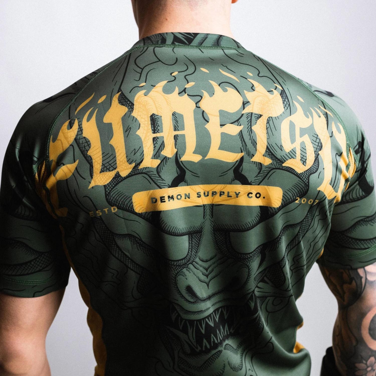 Fumetsu Rashguard, S/S, Oni, khaki-gold, XXL