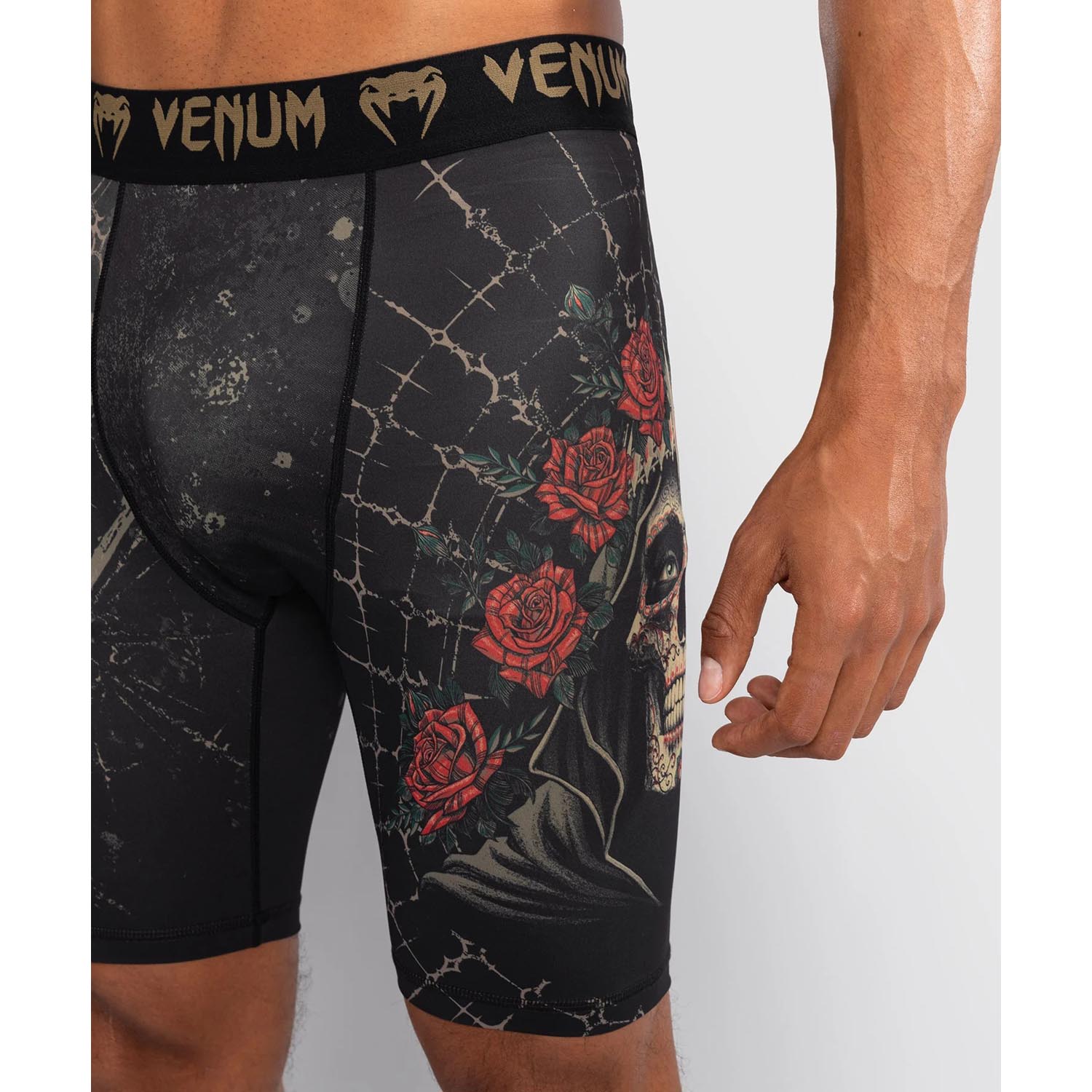 VENUM Compression Shorts, Santa Muerte 5.0, black-gold, XL