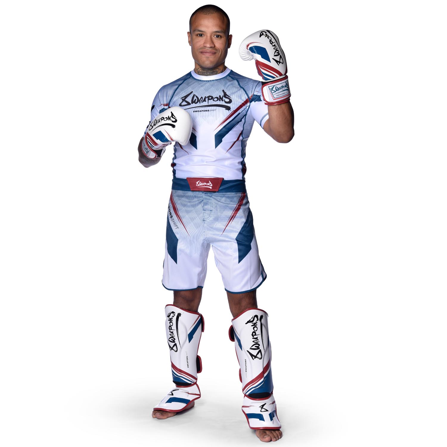 8 WEAPONS Shin Guards, Shift, white-navy-red, XL