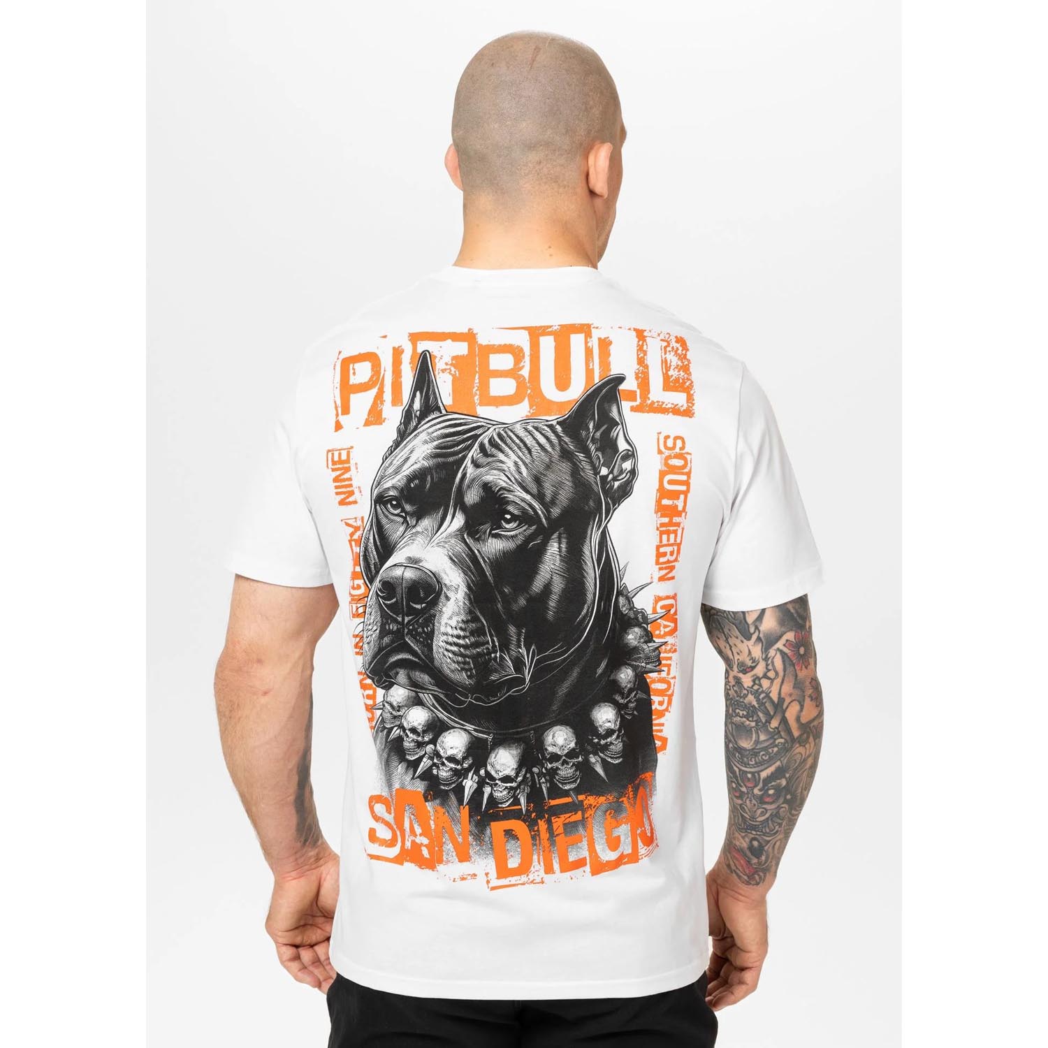 Pit Bull West Coast T-Shirt, Blacky, white-orange, XXXL