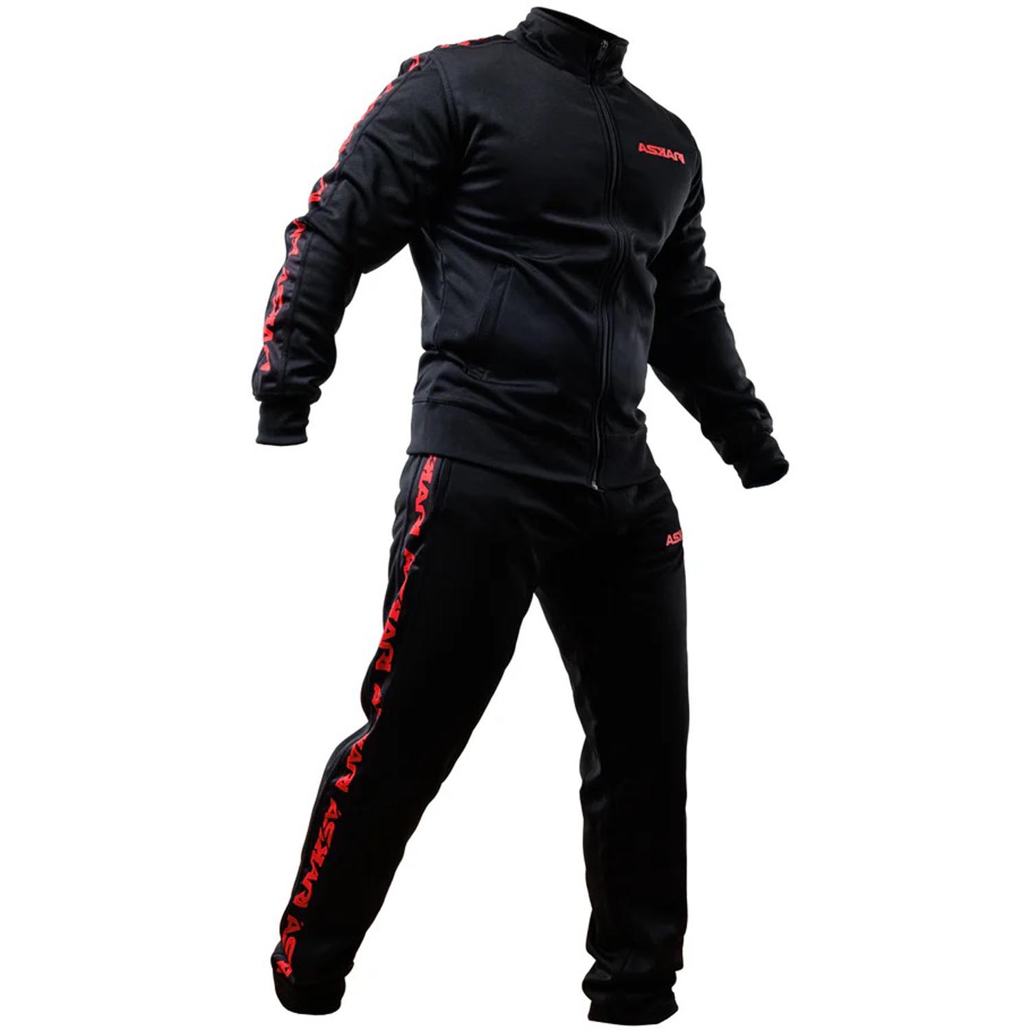 ASKARI Jogging Suit, Nostra, black-red, XXL