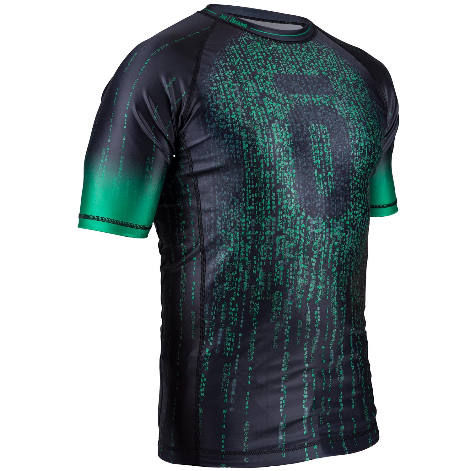 OKAMI Rashguard, S/S, Code, black-green, M