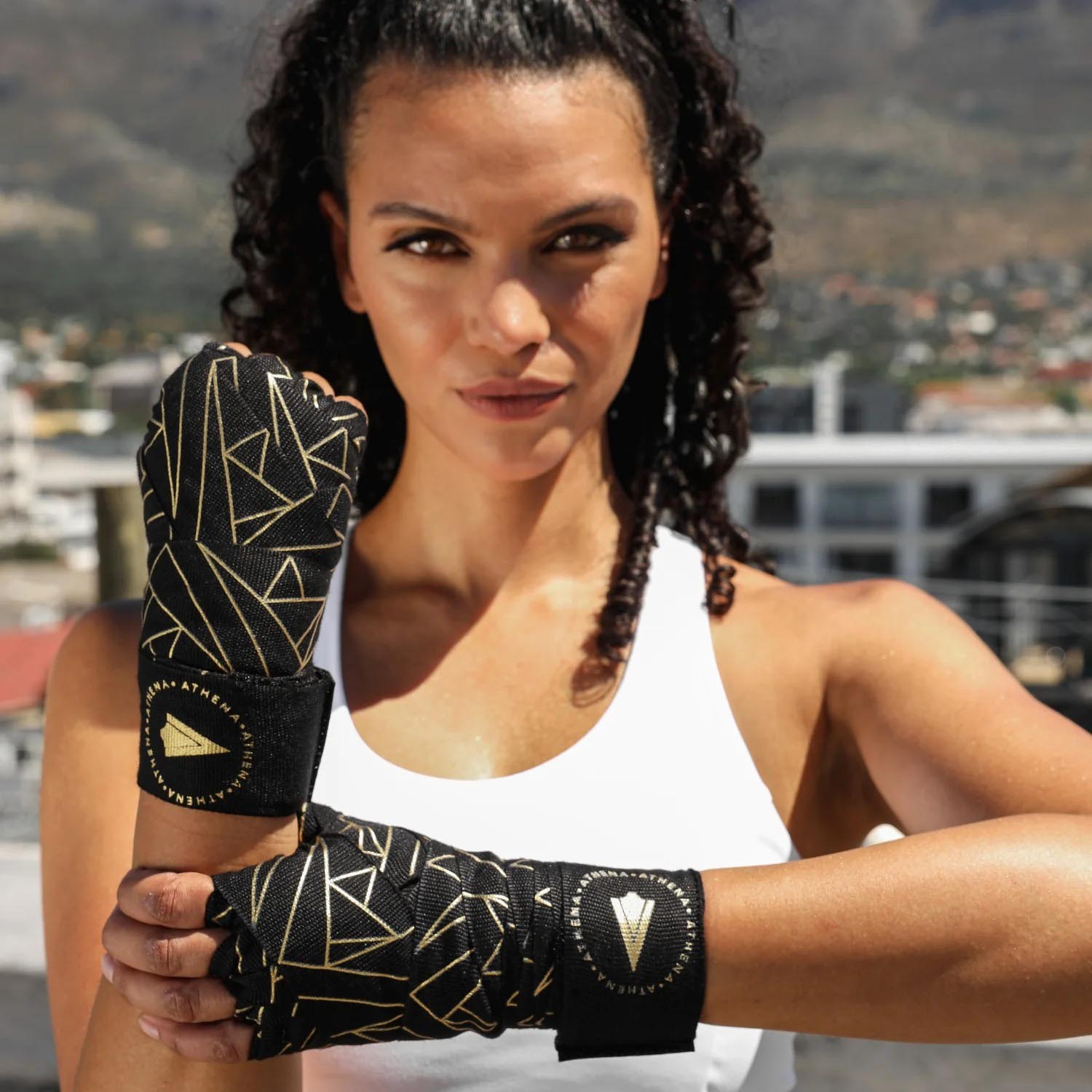 ATHENA Hand Wraps, Eris semi elastic, 4.5 m, black-gold