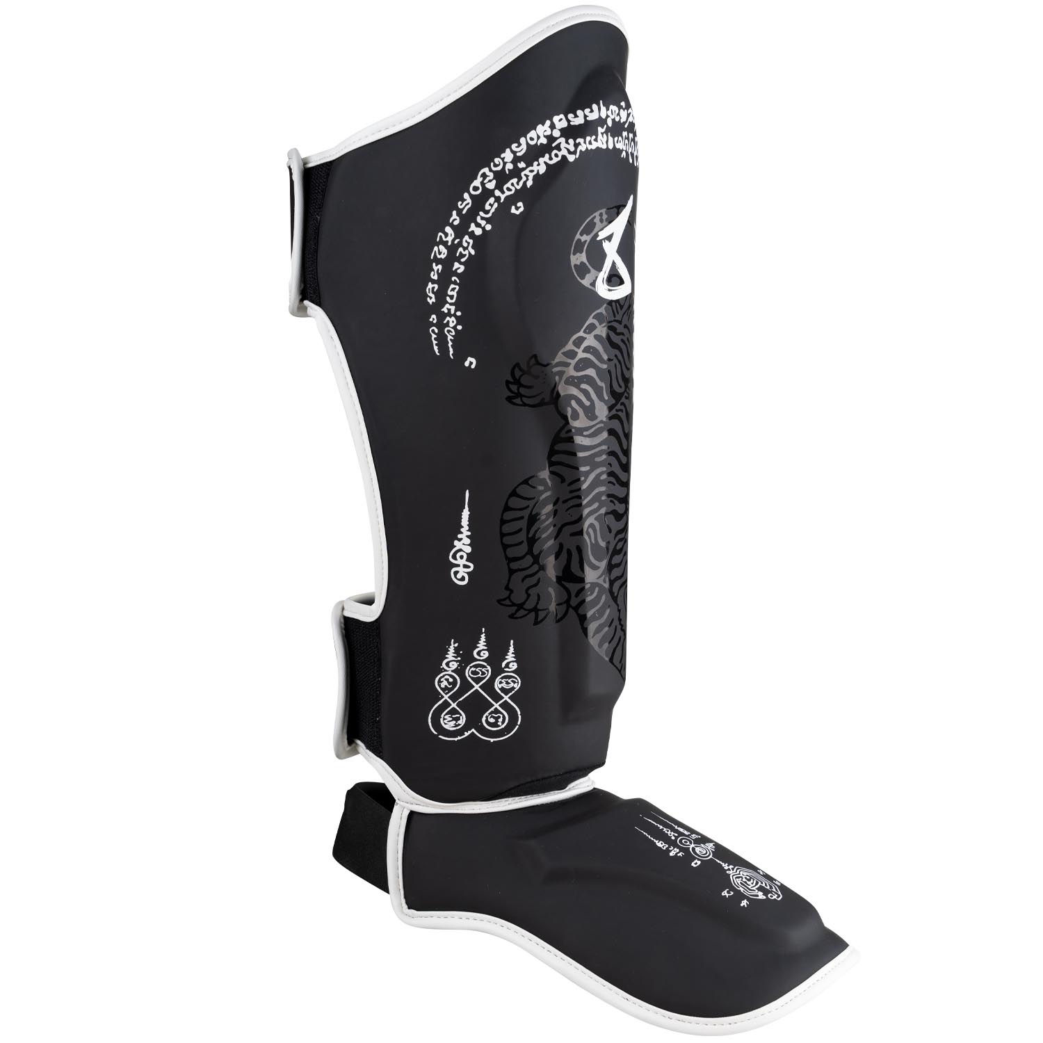 8 WEAPONS Schienbeinschoner, Sak Yant Big Tiger, schwarz-matt, M