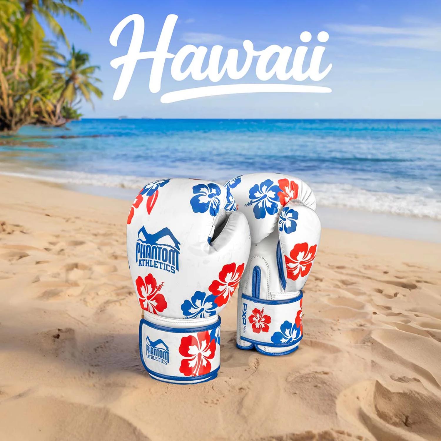 Phantom Athletics Boxing Gloves, Hawaii, white-blue-red, 14 Oz