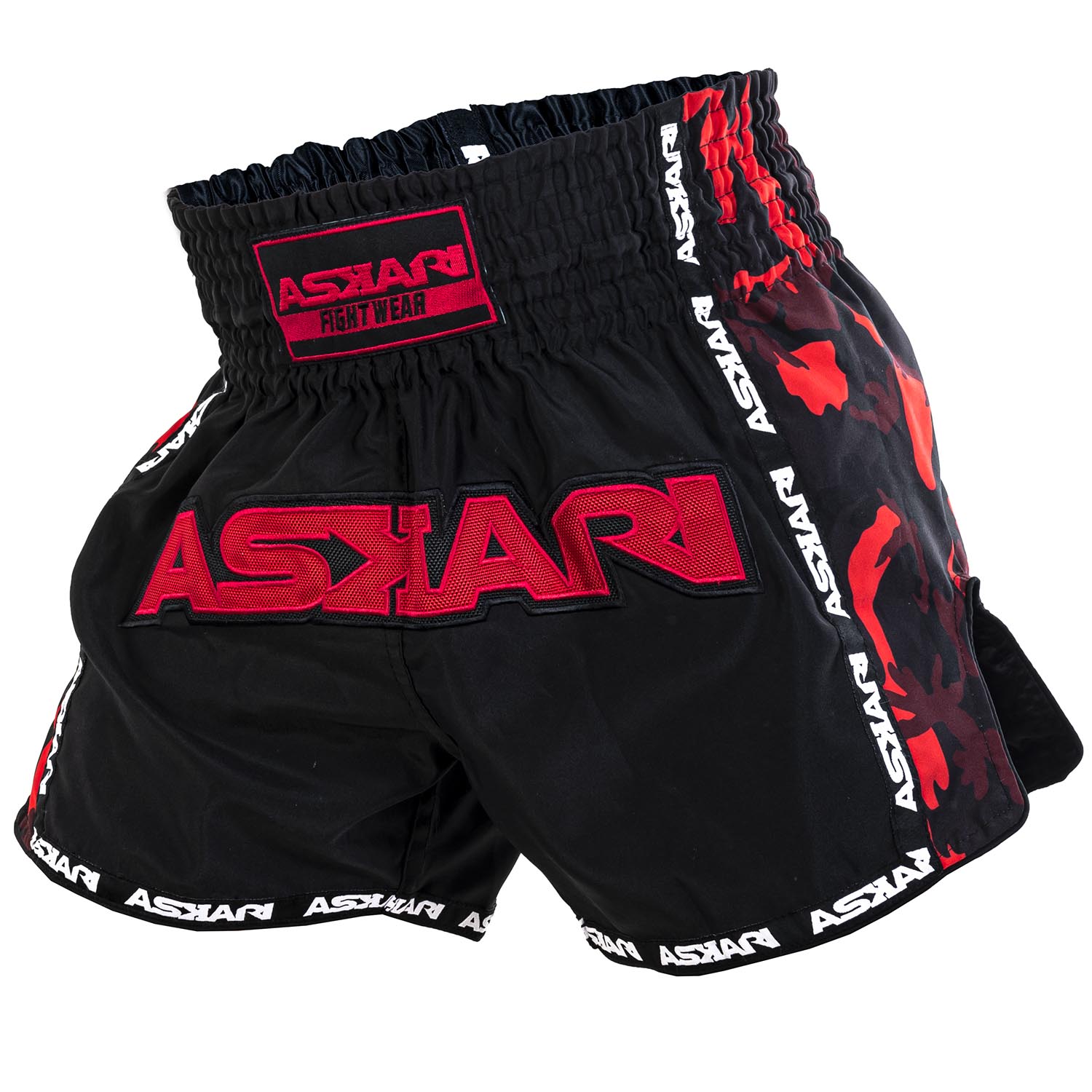 ASKARI Muay Thai Shorts, Sahara, black-red, XXL