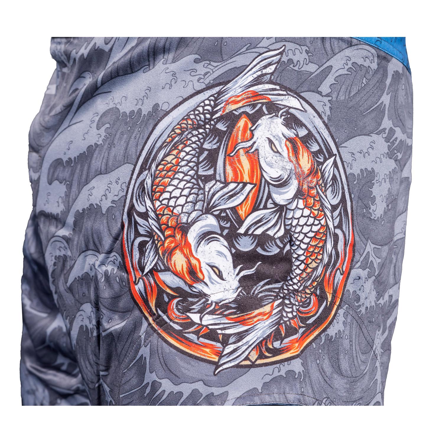 OKAMI MMA Fight Shorts, Kois, grey-blue, L
