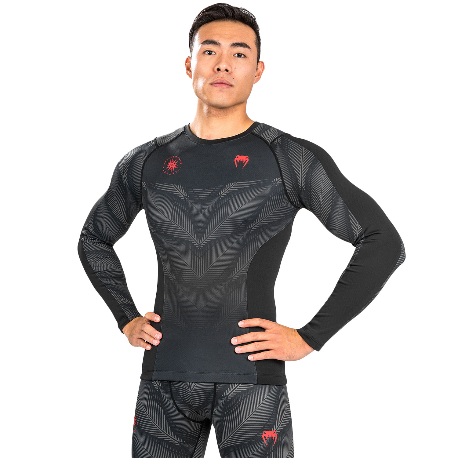VENUM Rashguard, L/S, Phantom, black-red, XXL