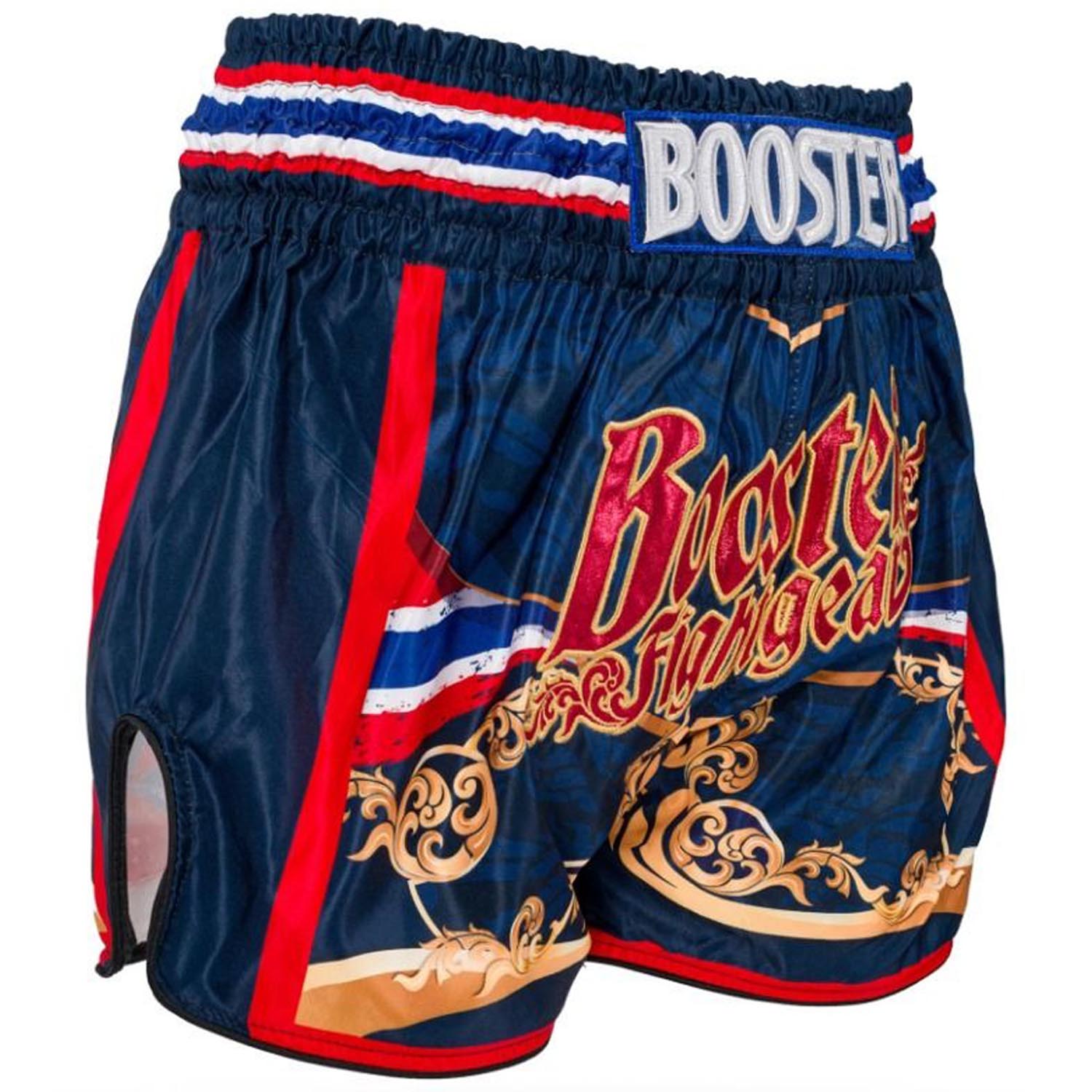 Booster Muay Thai Shorts, Country, blau-rot-gold, S
