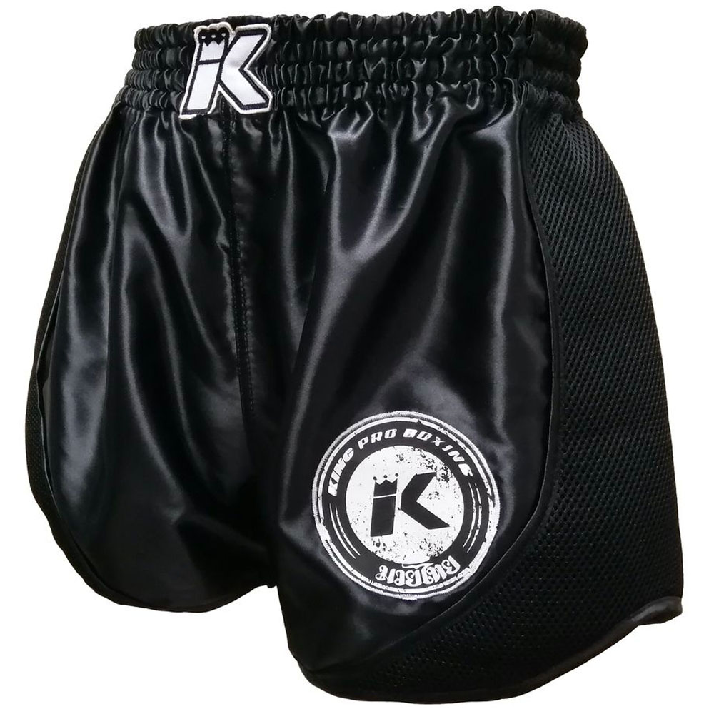 KING PRO BOXING Muay Thai Shorts, Retro Mesh 1, black, L
