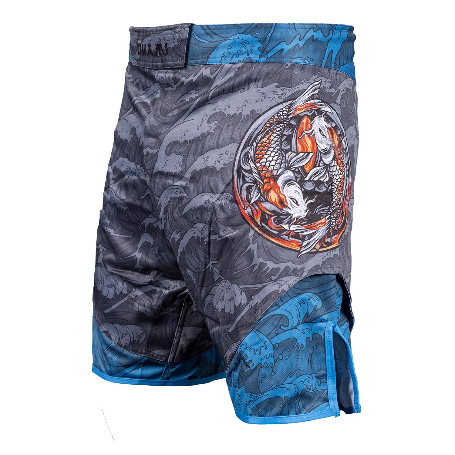 OKAMI MMA Fight Shorts, Kois, grey-blue, L