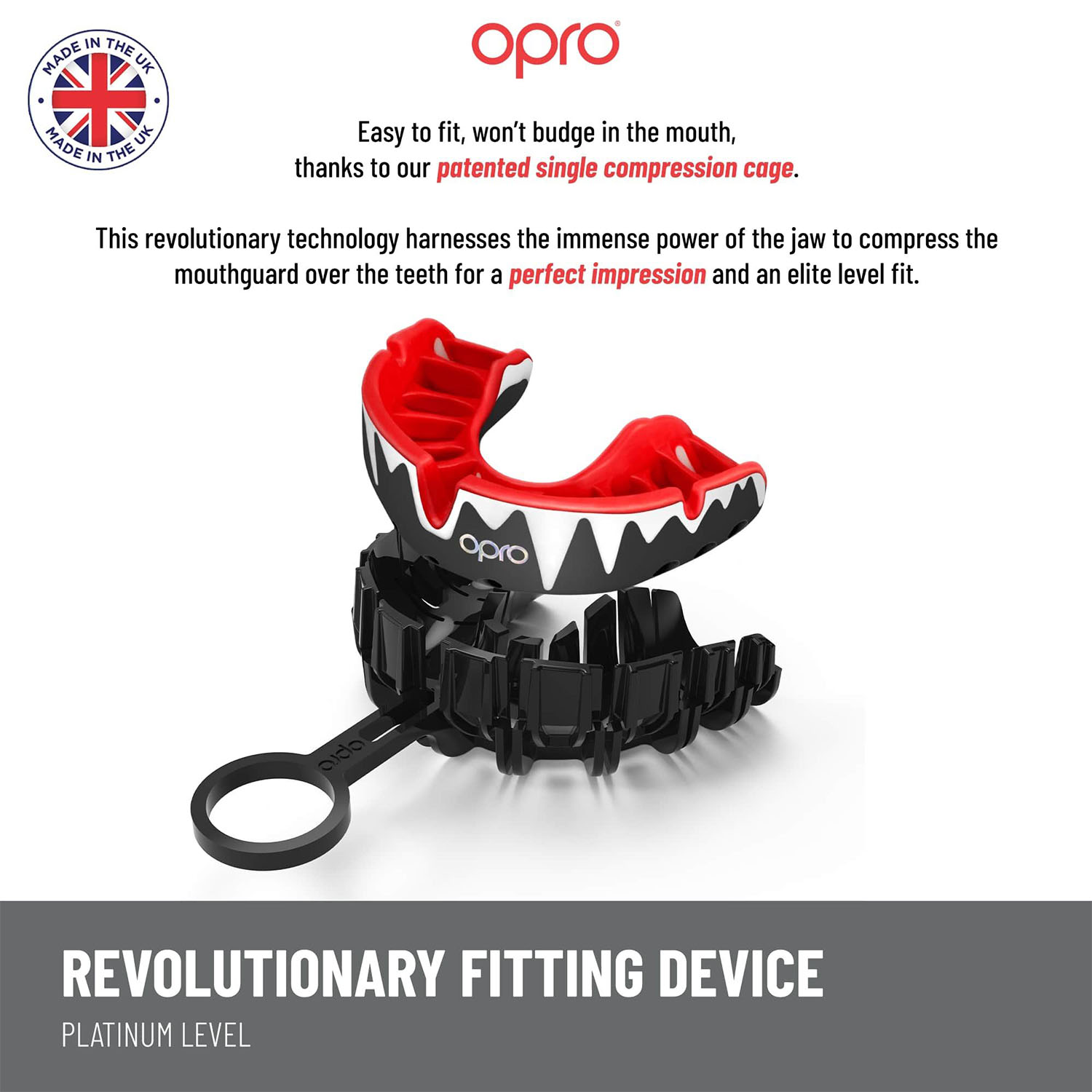 OPRO Mouth Guard, Platinum, Fangz, black-white-mint