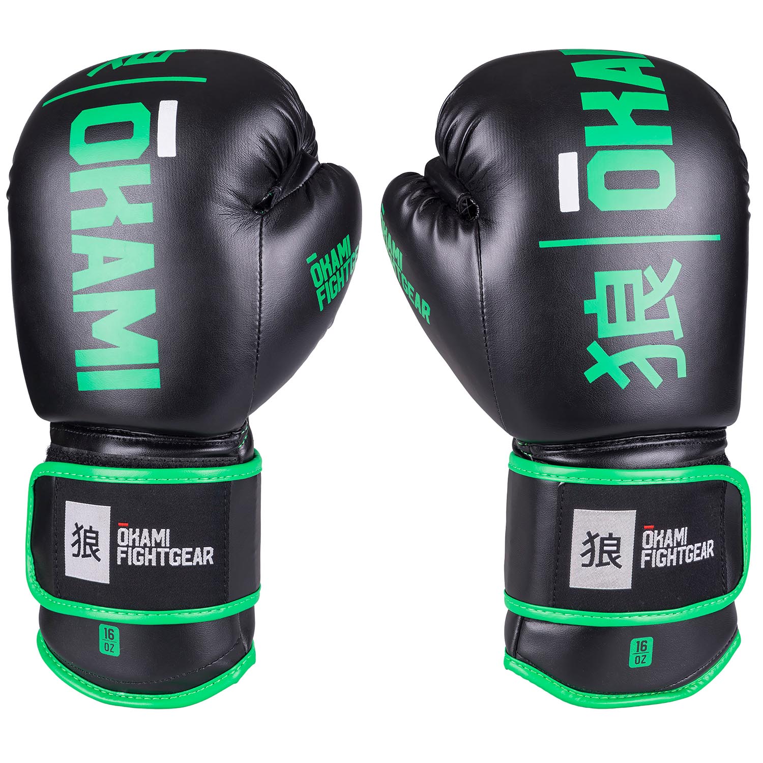 OKAMI Boxing Gloves, Black Rumble, black-green, 10 Oz