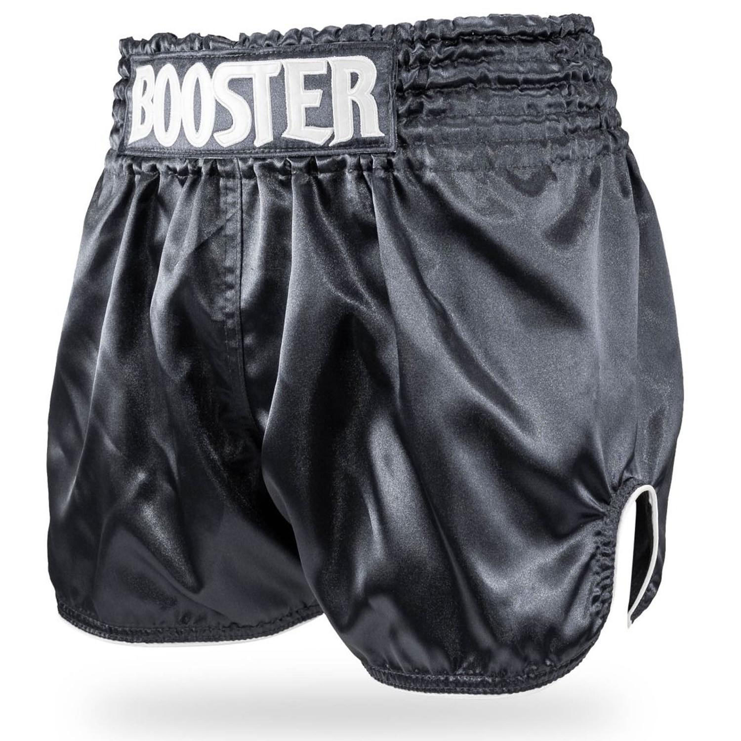 Booster Muay Thai Shorts, Kids Plain V2, black, XS