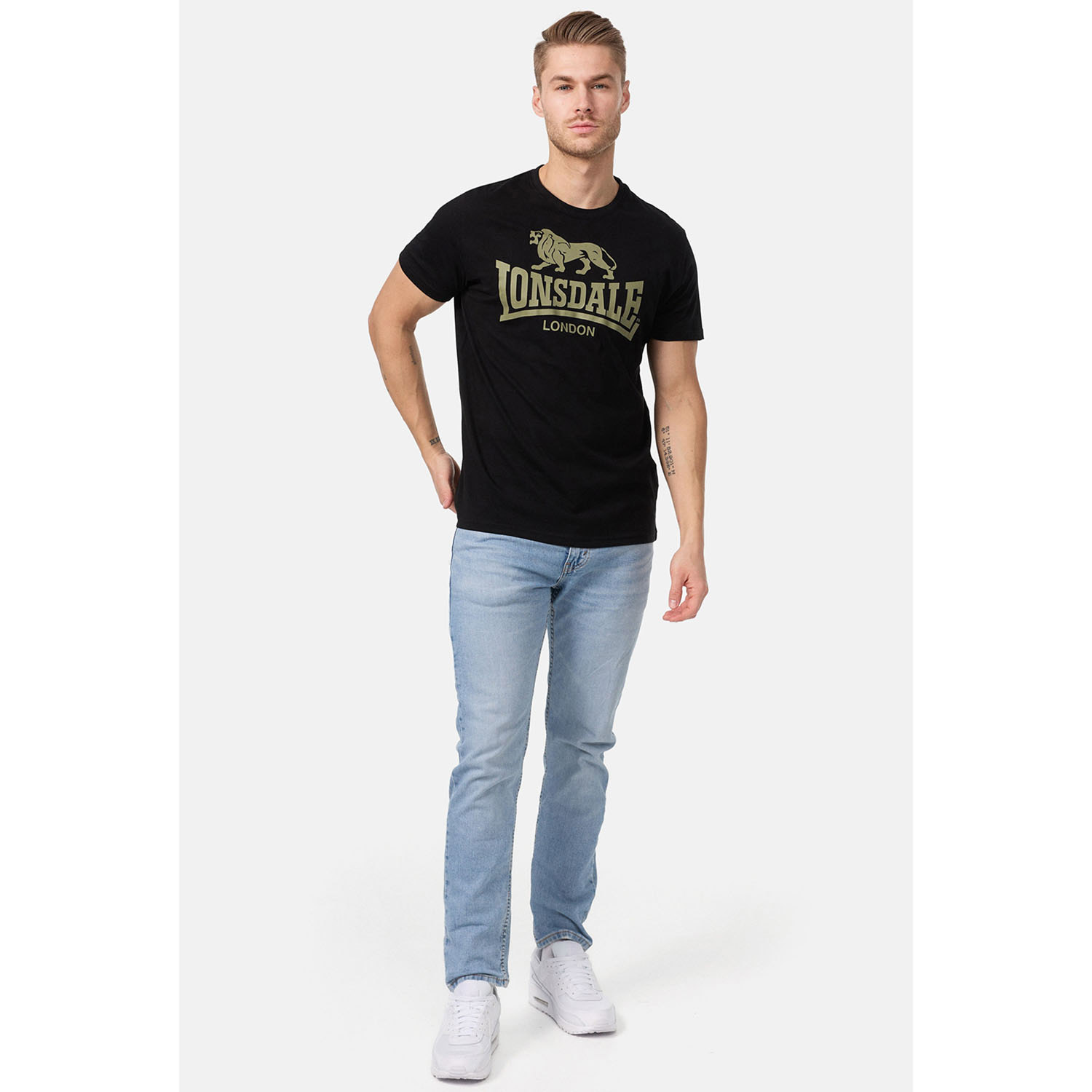 Lonsdale T-Shirt, Logo, black-olive