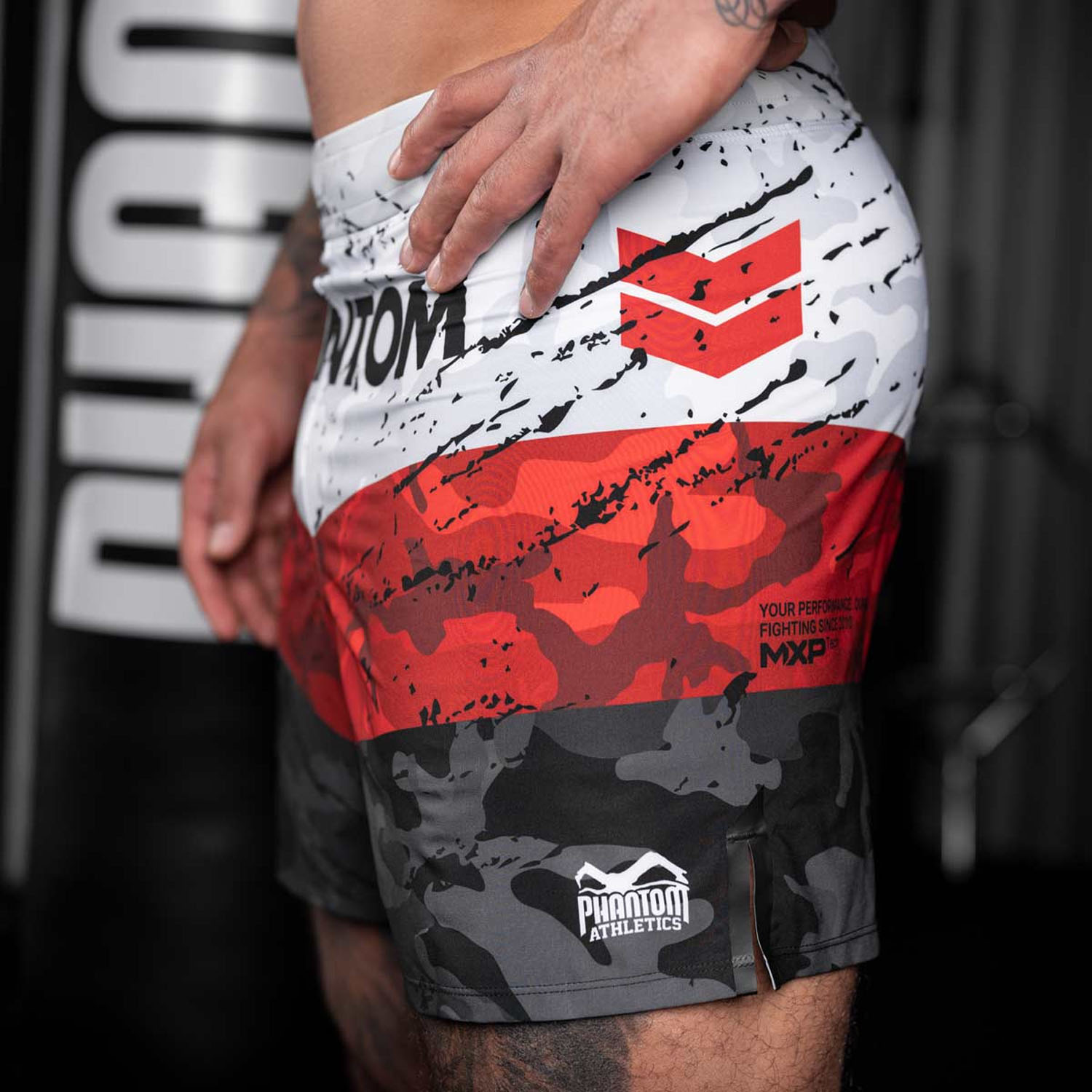 Phantom Athletics MMA Fight Shorts, Flex S, Delta, rot, XXL