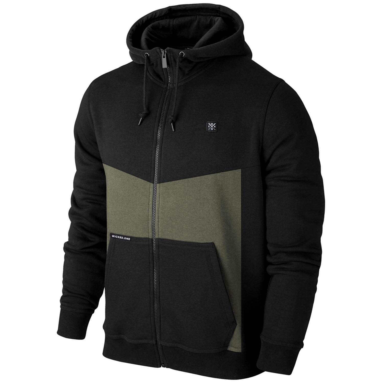 Wicked One Zip Hoody, Shotcut, schwarz-khaki, S
