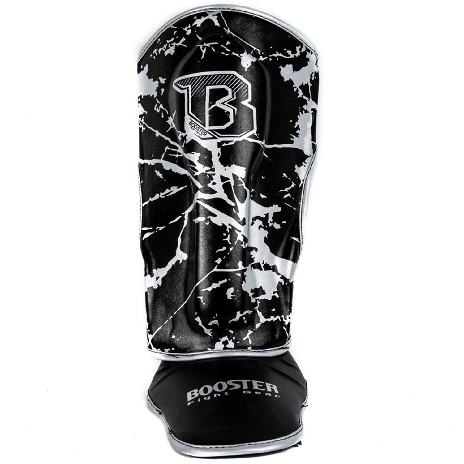 Booster Shin Guards, Kids, Marble, black-silver, XS