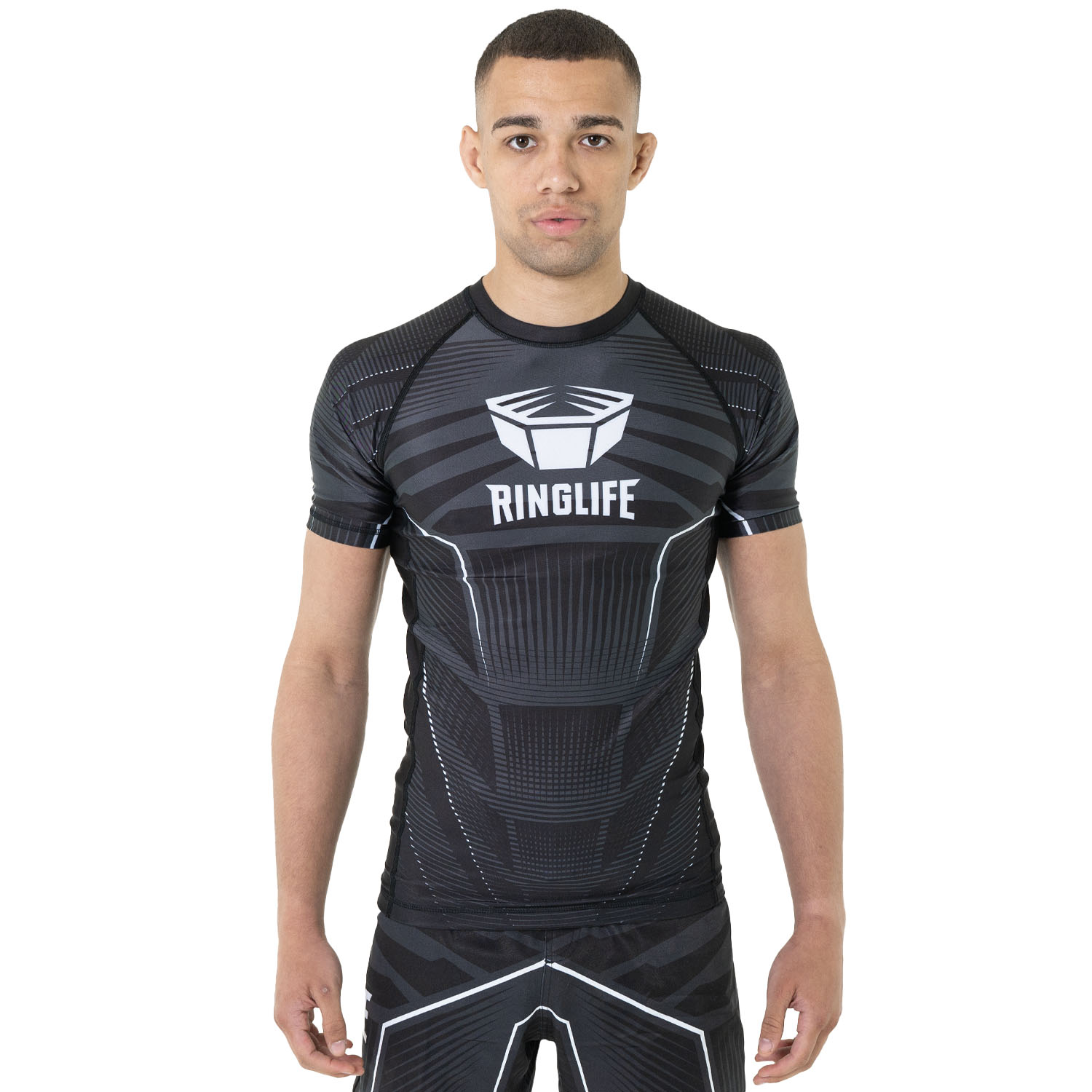 RINGLIFE Rashguard, S/S - Octaring schwarz-weiss 3XL