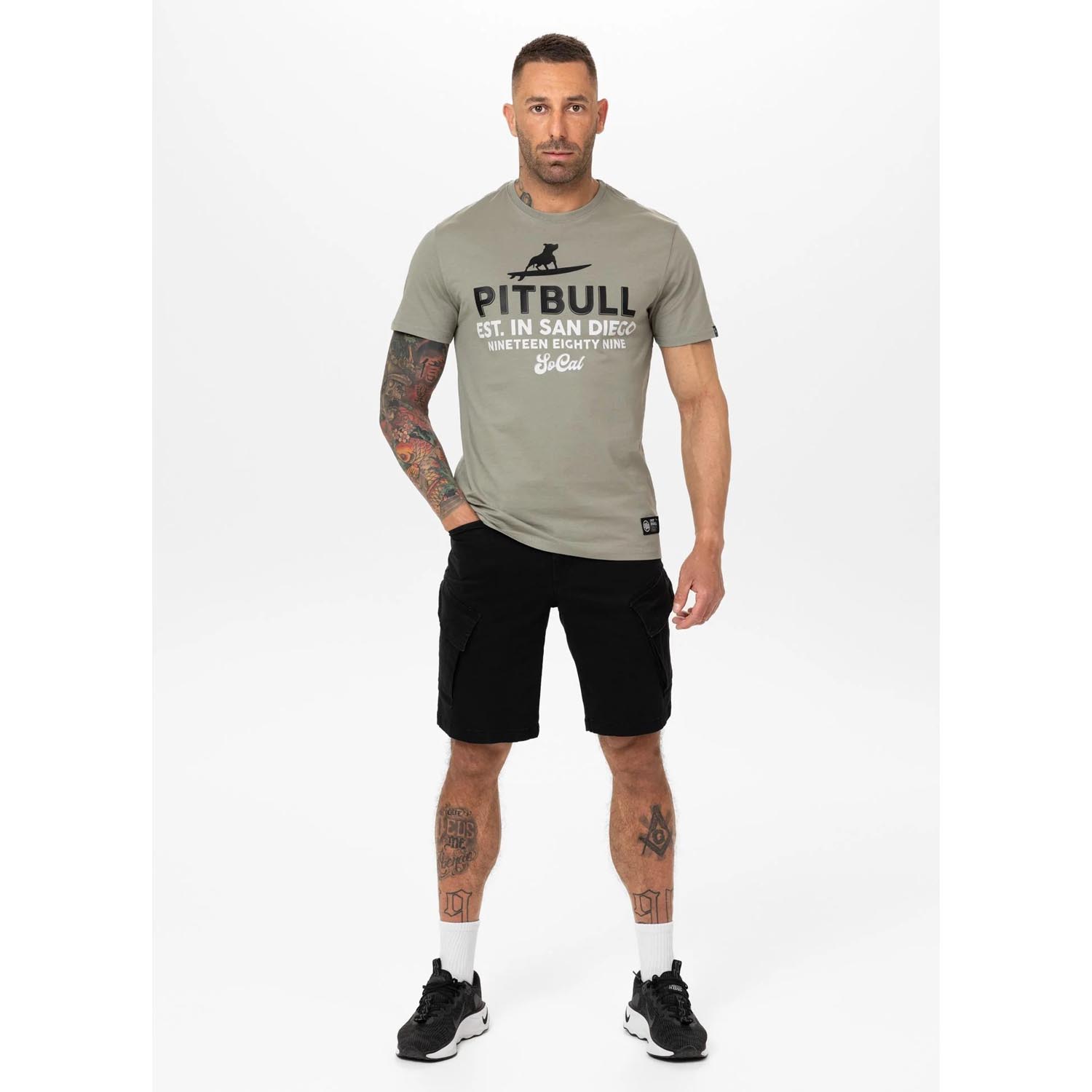 Pit Bull West Coast, T-Shirt, Surfing Dog, grey, XXXL