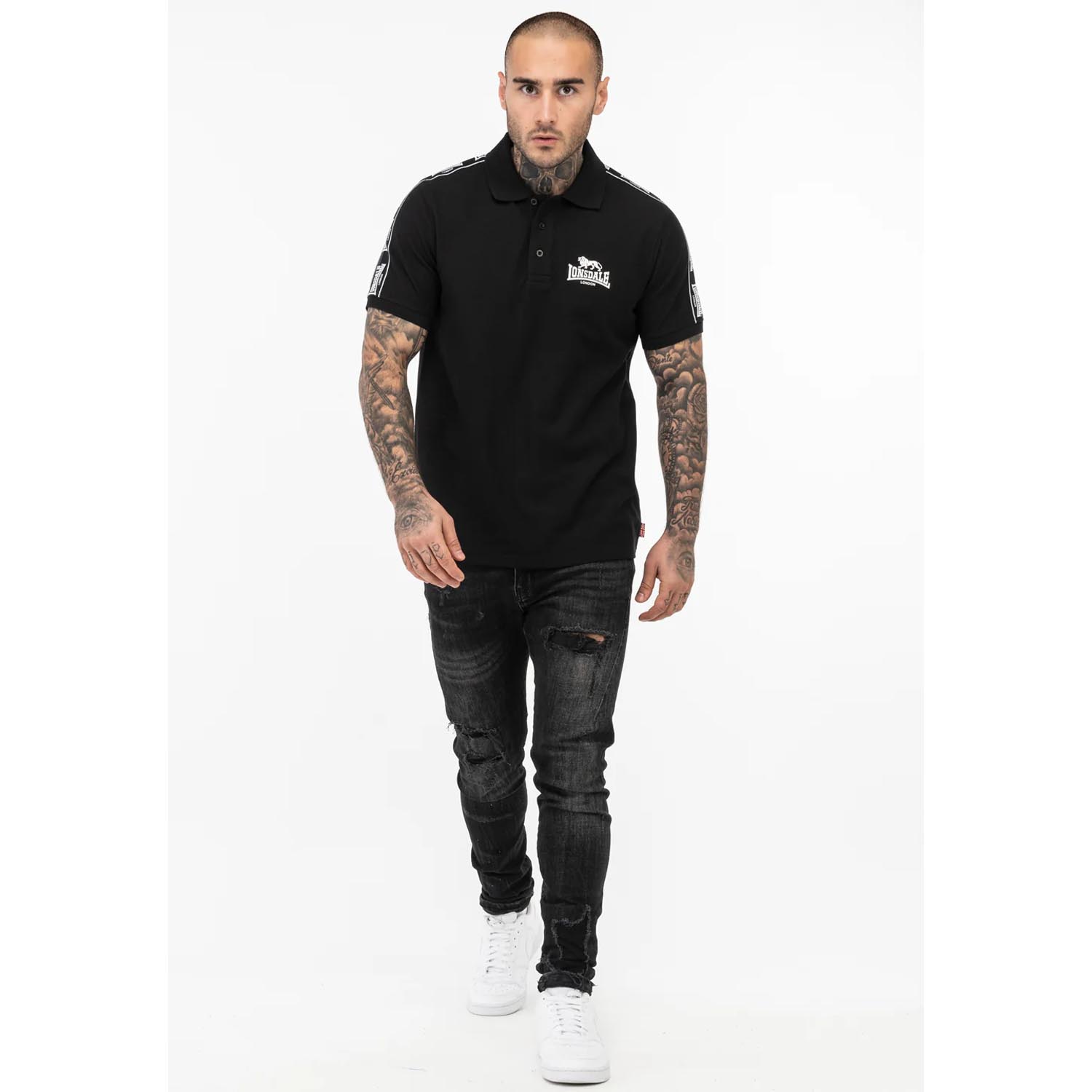 Lonsdale Polo T-Shirt, Setter, black, XXL