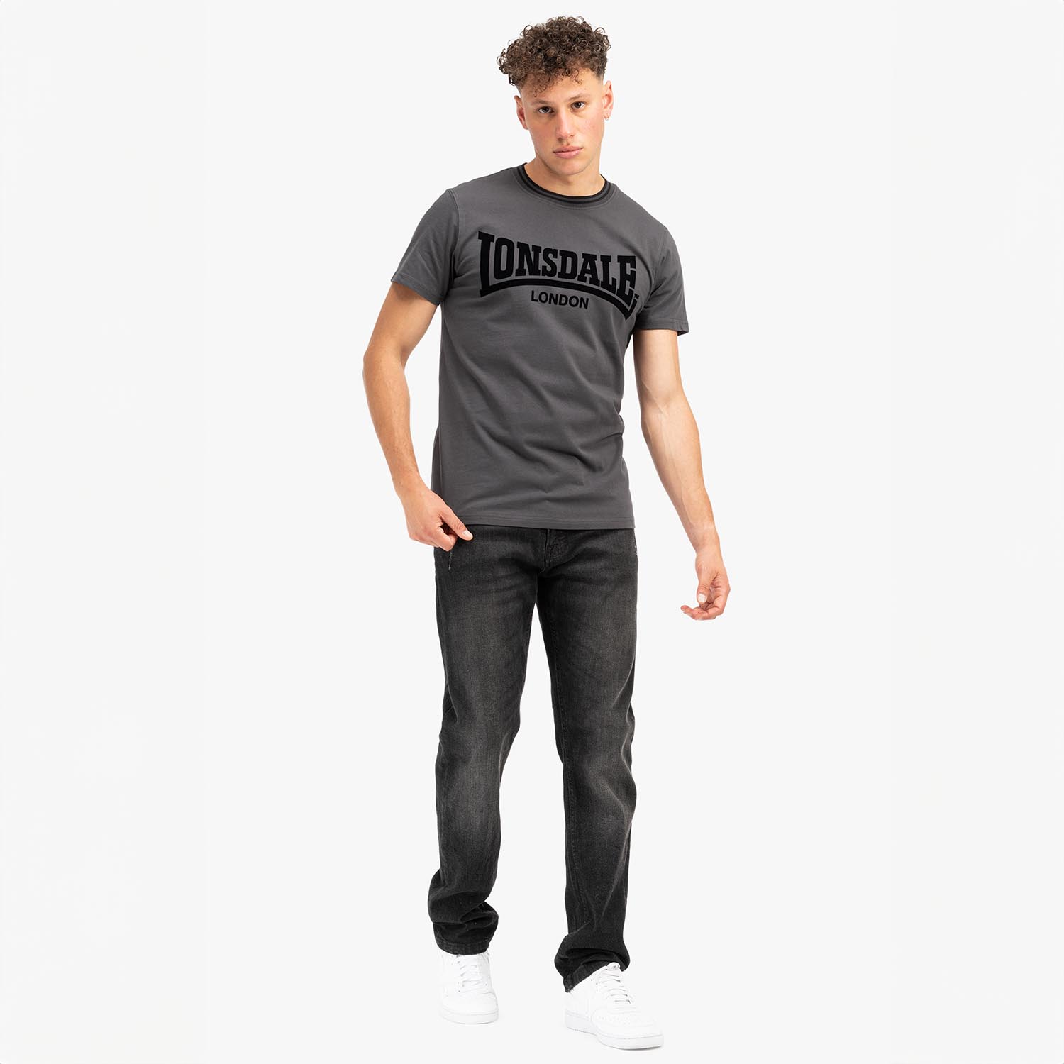 Lonsdale T-Shirt, Potternweton, grau-schwarz, S