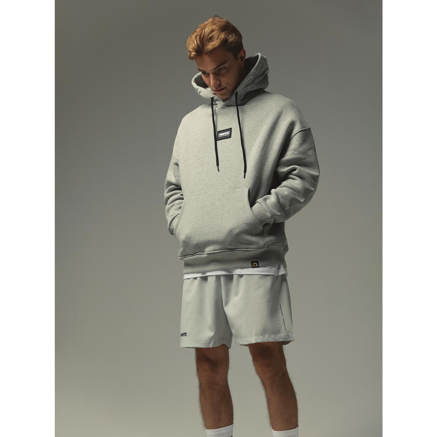 MANTO Hoody, Label, Oversize, grau, S