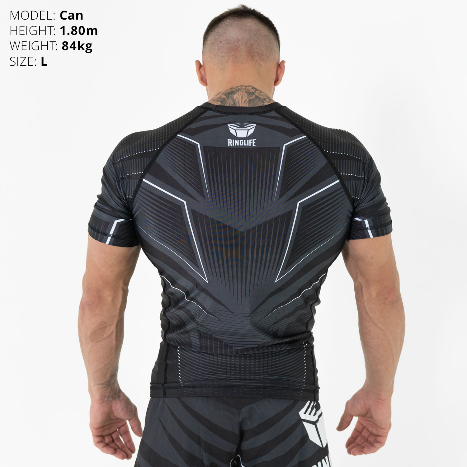 RINGLIFE Rashguard, S/S - Octaring schwarz-weiss XXL